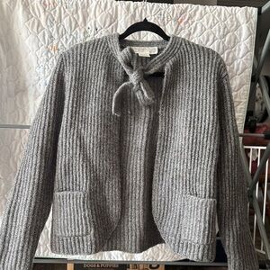 Gray Women's Sweater with Bow Detail